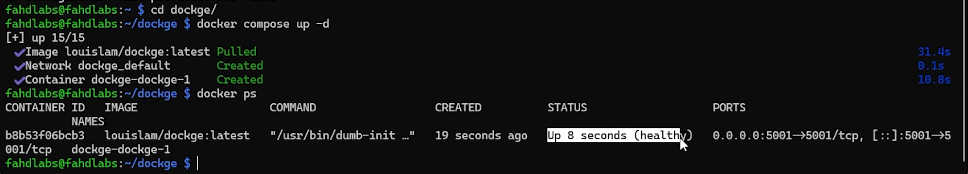 تشغيل Dockge عبر docker compose up -d