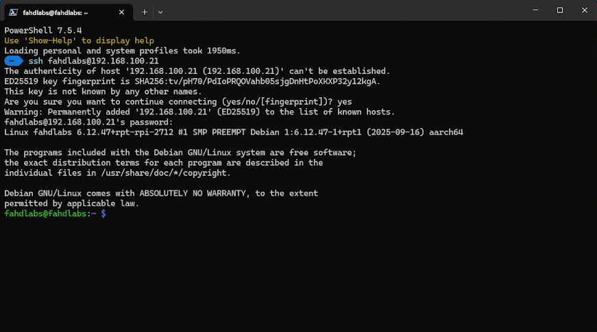 اول تسجيل دخول عن طريق الـ SSH