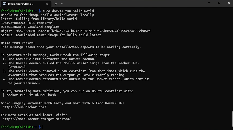 نجاح تشغيل اول حاوية دوكر